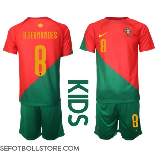 Portugal Bruno Fernandes #8 Replika babykläder Hemmaställ Barn VM 2022 Kortärmad (+ korta byxor)